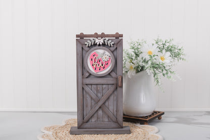 strawberry porch door interchangeable inserts with layered berries and farmhouse sign