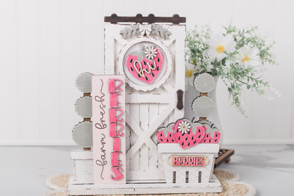strawberry porch door interchangeable inserts with layered berries and farmhouse sign