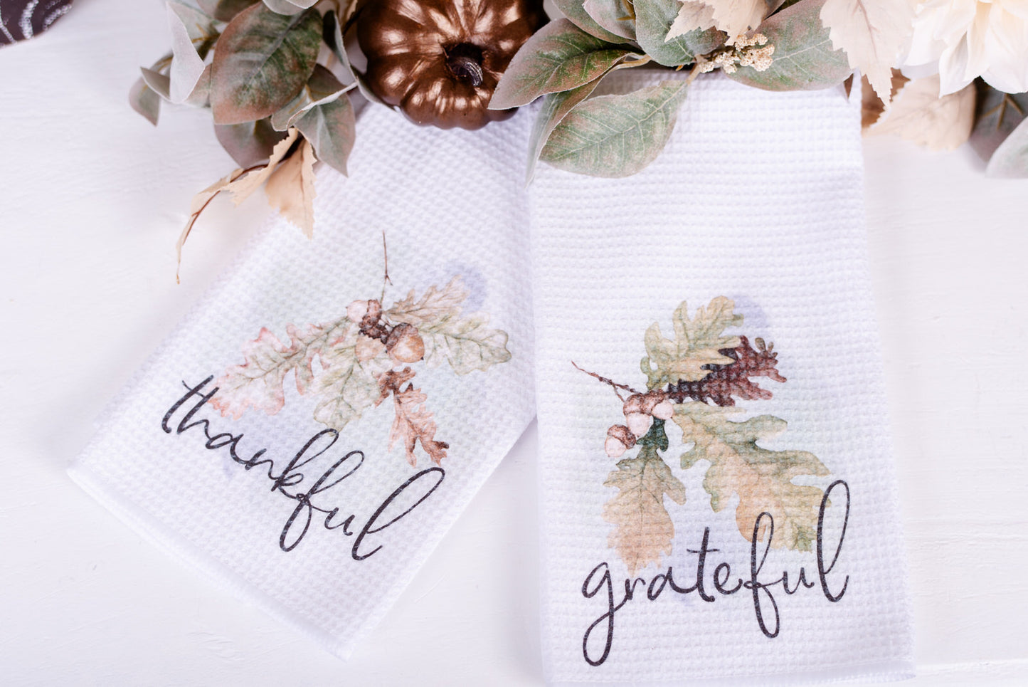 Woodland Tea Towels - Grateful & Thankful