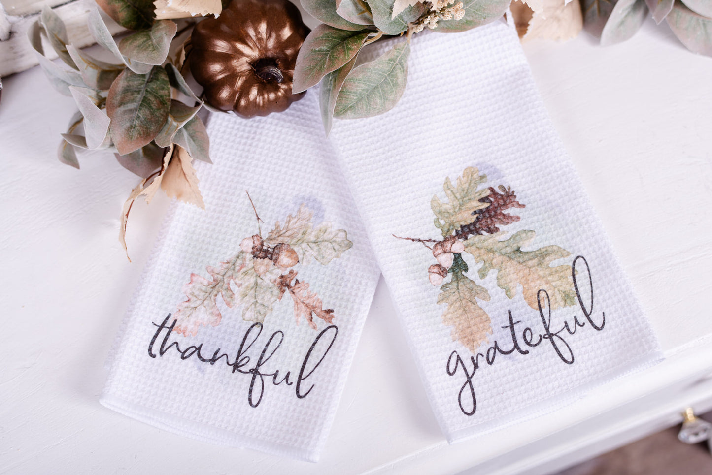 Woodland Tea Towels - Grateful & Thankful