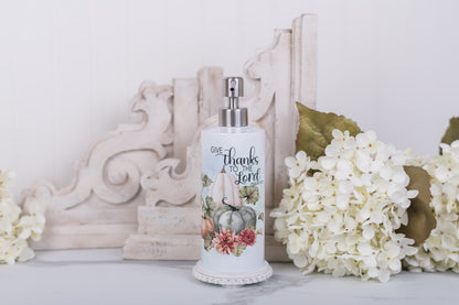 Stainless steel kitchen and bathroom sink soap dispenser with Psalm 107:1