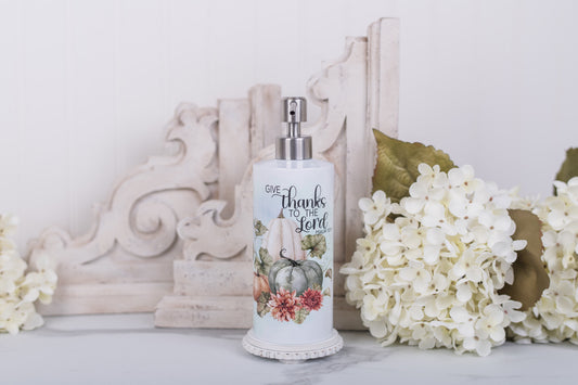 Stainless steel kitchen and bathroom sink soap dispenser with Psalm 107:1
