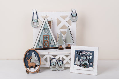 Winter Cabin DIY Tiered Tray Kit