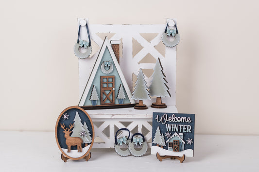 Winter Cabin DIY Tiered Tray Kit