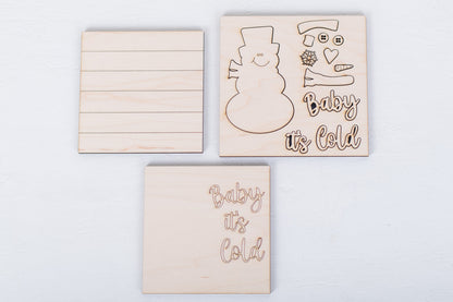 Winter DIY Interchangeable Square 4.25" Kit - Let it Snow