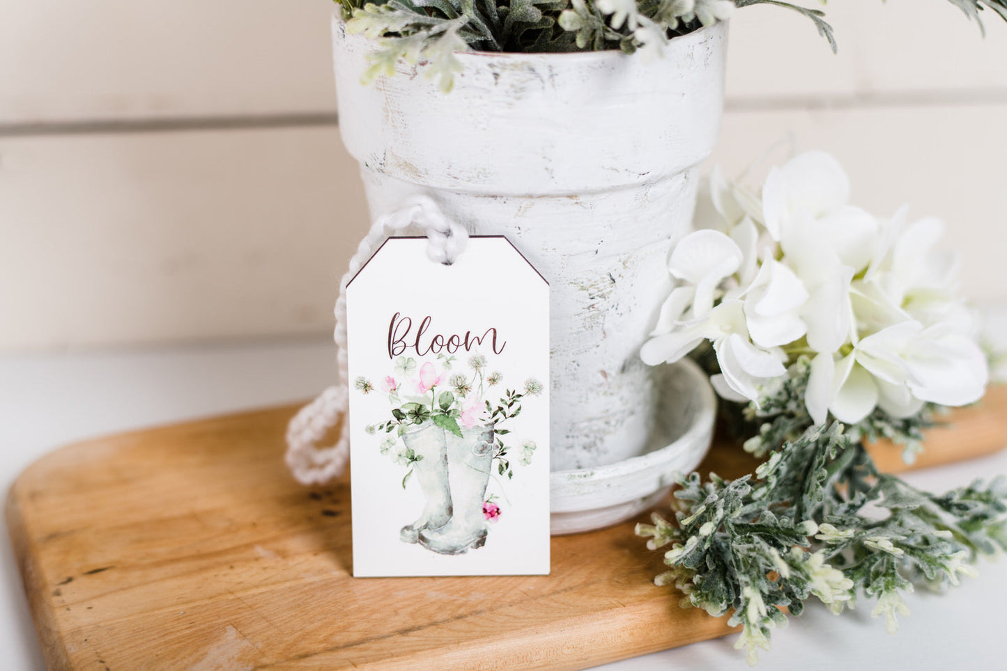 Spring Bloom Boots Decor Tag