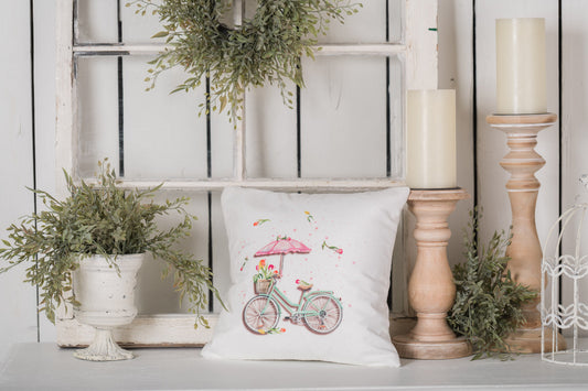 Spring Bike Pillow Cover