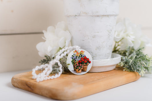 Whimsical Garden Flower Pots Decor Tag