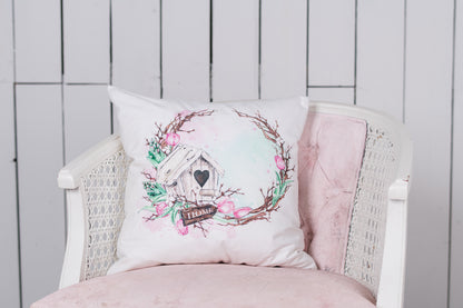 Spring Garden Wreath Pillow Cover