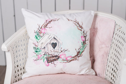 Spring Garden Wreath Pillow Cover