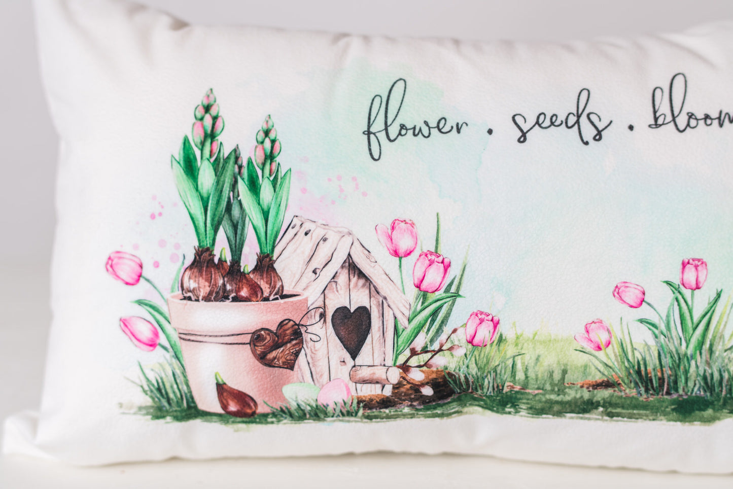 Spring Garden "flowers * seeds * bulbs" Pillow Cover