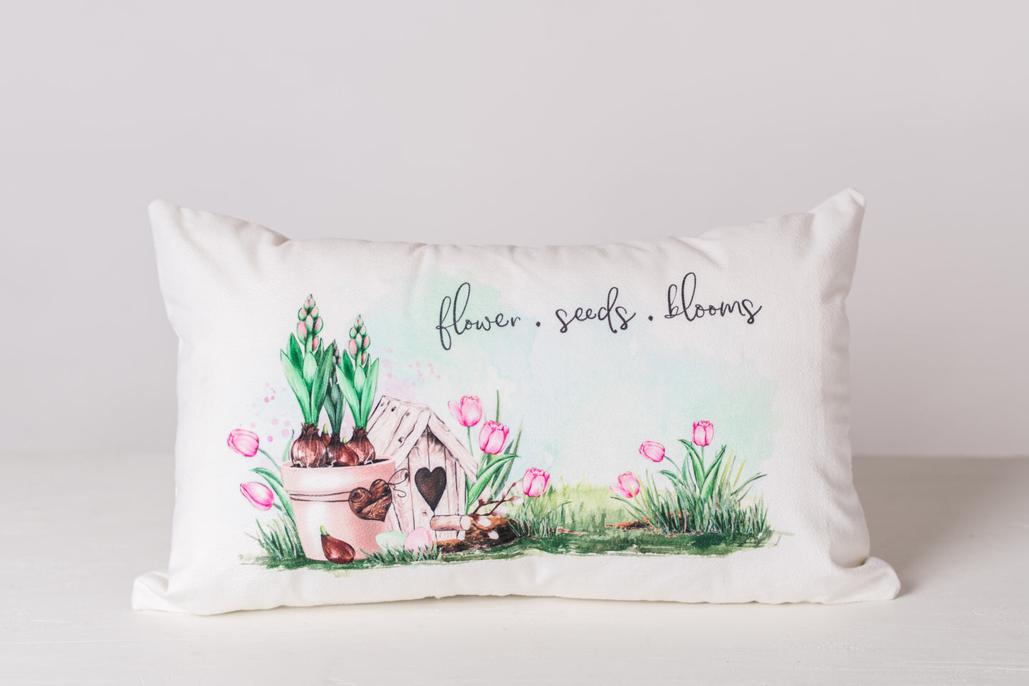 Spring Garden "flowers * seeds * bulbs" Pillow Cover