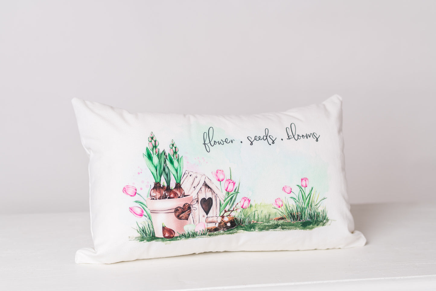 Spring Garden "flowers * seeds * bulbs" Pillow Cover
