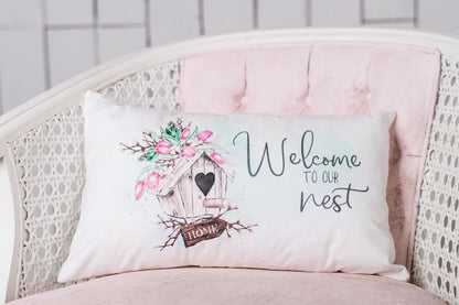 Spring Garden "Welcome to our Nest" Pillow Cover