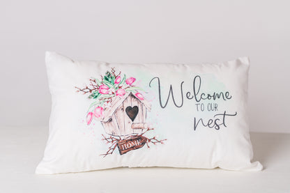 Spring Garden "Welcome to our Nest" Pillow Cover