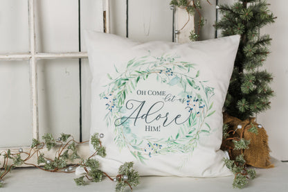 Winterberry  "Oh Come Let Us Adore Him" Pillow Cover